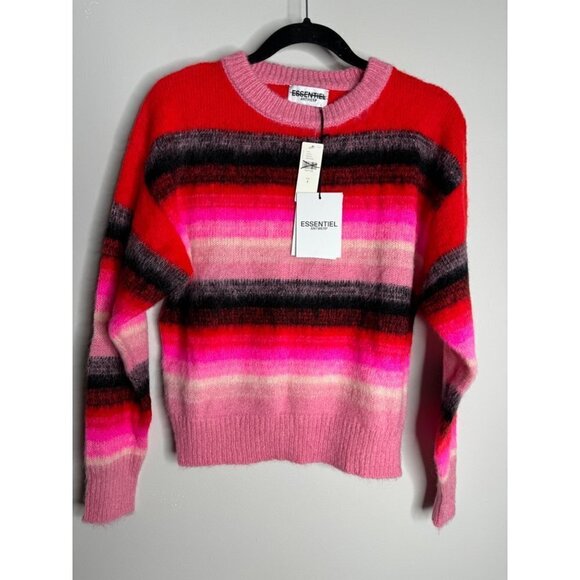 Anthropologie Essentiel Antwerp Como Red Pink Stripe Sweater Jumper XS NWT $330 - Picture 5 of 10